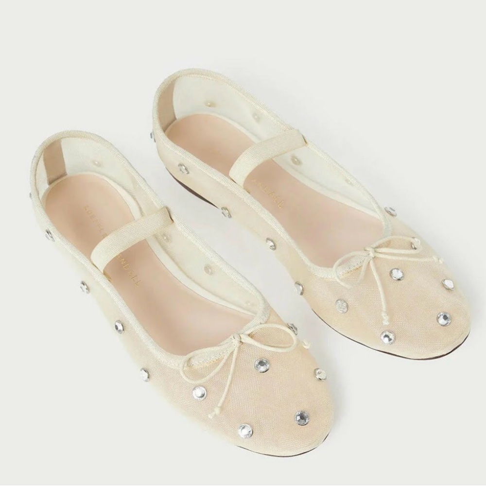 Loeffler Randall Cream Flats with Silver Accents